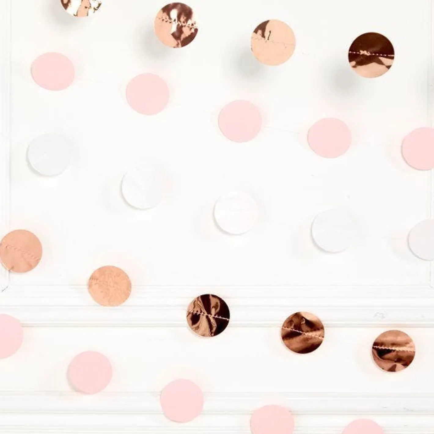 Rose Gold Blush Dot Garlands - 2.1M (6Pk)<Party Delights