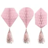 Rose Gold Blush Mini Honeycombs With Tassels - 30Cm (3Pk)<Party Delights New