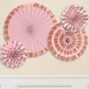 Rose Gold Blush Paper Fans (4Pk)<Party Delights Hot