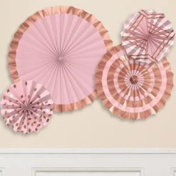 Rose Gold Blush Paper Fans (4Pk)<Party Delights Hot