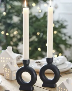 Party Delights Tableware<Round Ceramic Dinner Candle Holders (2Pk)