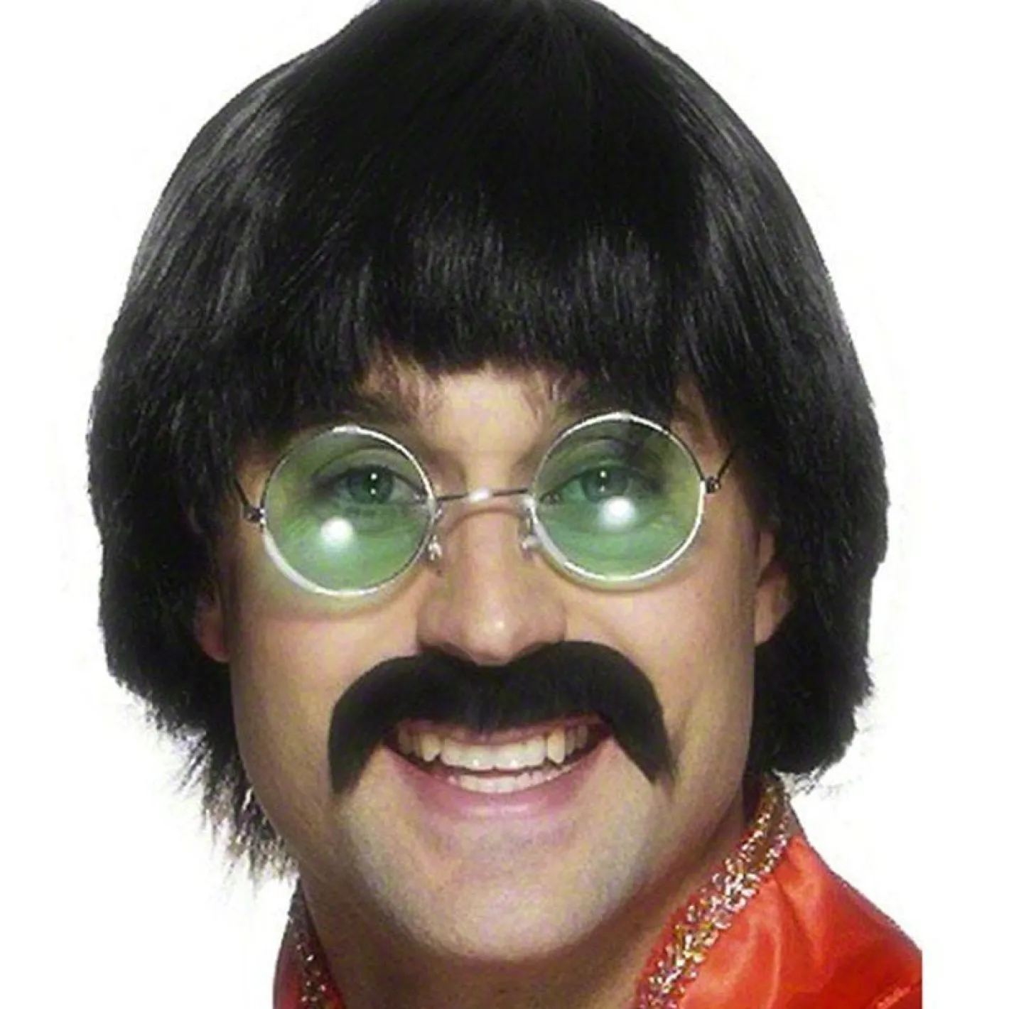 60S Black Mersey Wig & Tash<Party Delights Outlet