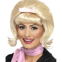 50S Blonde Flicked Beehive Bob Wig<Party Delights Discount