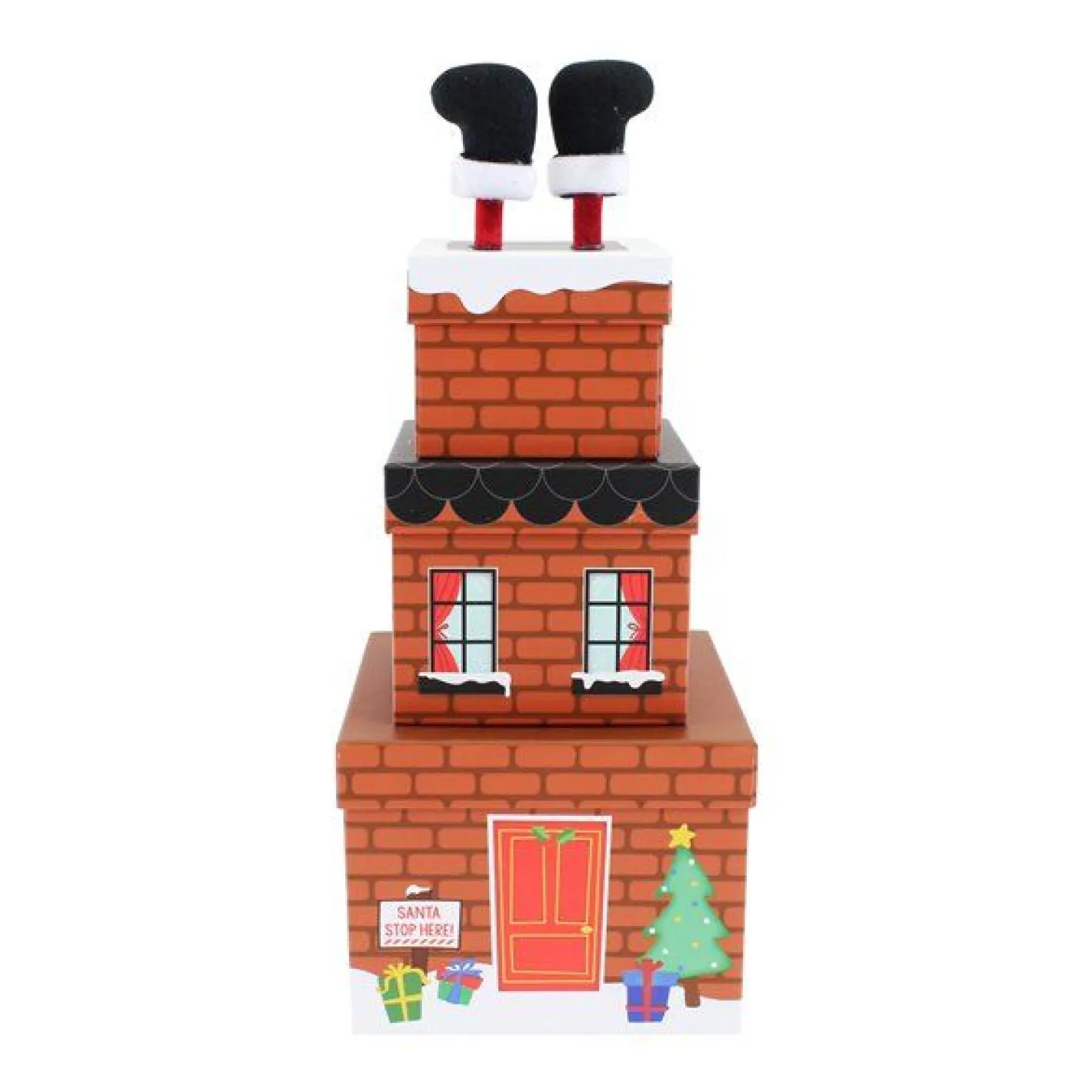 Party Delights Gift Wrapping<Santa Chimney Plush Stacking Boxes - 35Cm (3Pk)