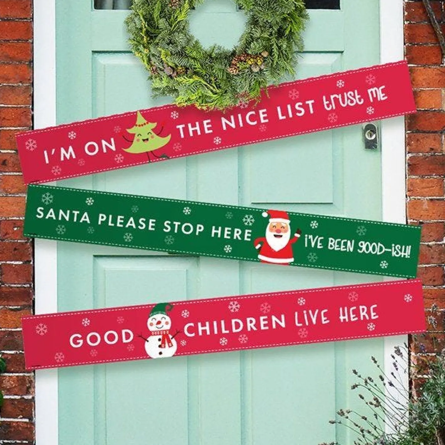Party Delights Outdoor Decorations<Santa Please Stop Here Paper Door Banners - 1M (3Pk)