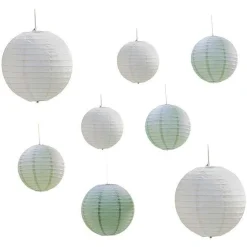 Secret Garden White Paper Hanging Decorations (8Pk)<Party Delights Outlet