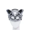 Silver & Black Jewelled Cat Masquerade Mask<Party Delights