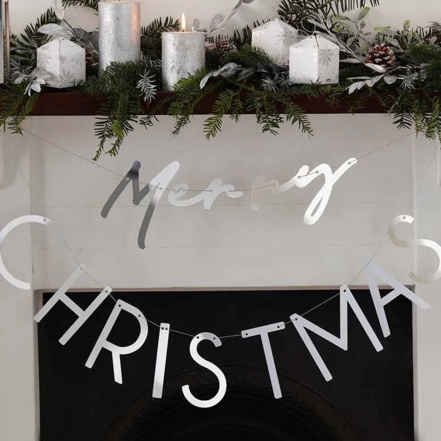 Silver Acrylic Merry Christmas Banner - 82Cm<Party Delights Sale