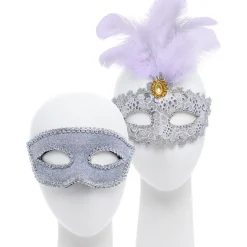 Silver And Feather Masquerade Masks For Couples<Party Delights Sale