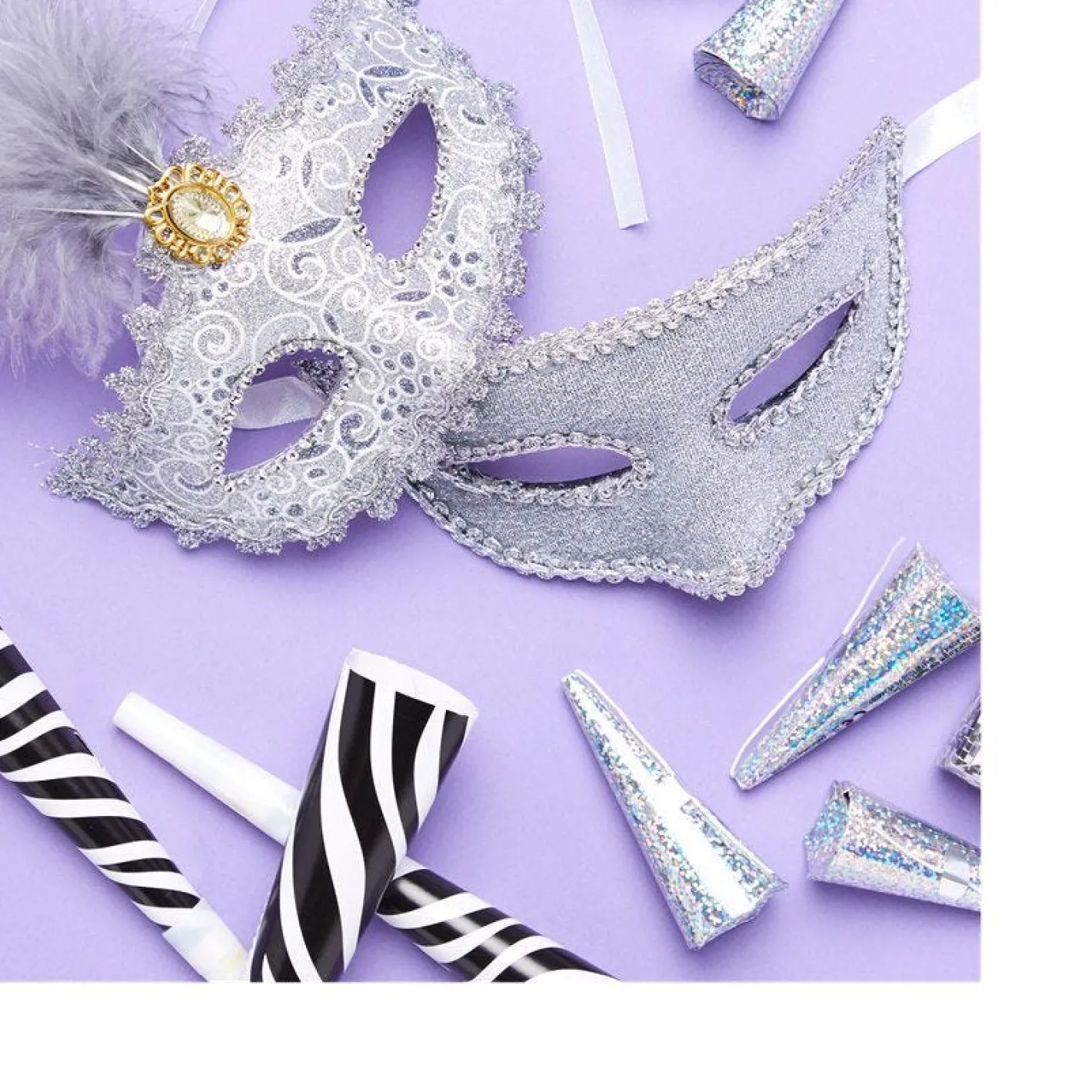 Silver And Feather Masquerade Masks For Couples<Party Delights Sale