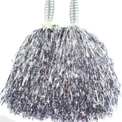 Silver Cheerleading Pom Poms - Standard Tinsel (2Pk)<Party Delights Discount