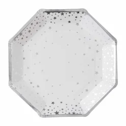 Party Delights Tableware<Silver Foil Star Paper Plates - 23Cm (8Pk)