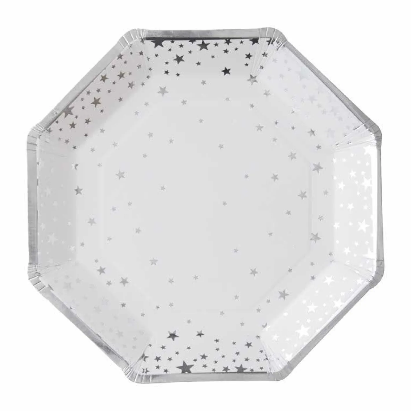 Party Delights Tableware<Silver Foil Star Paper Plates - 23Cm (8Pk)