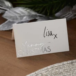 Party Delights Tableware<Silver Foiled Merry Christmas Place Cards (10Pk)