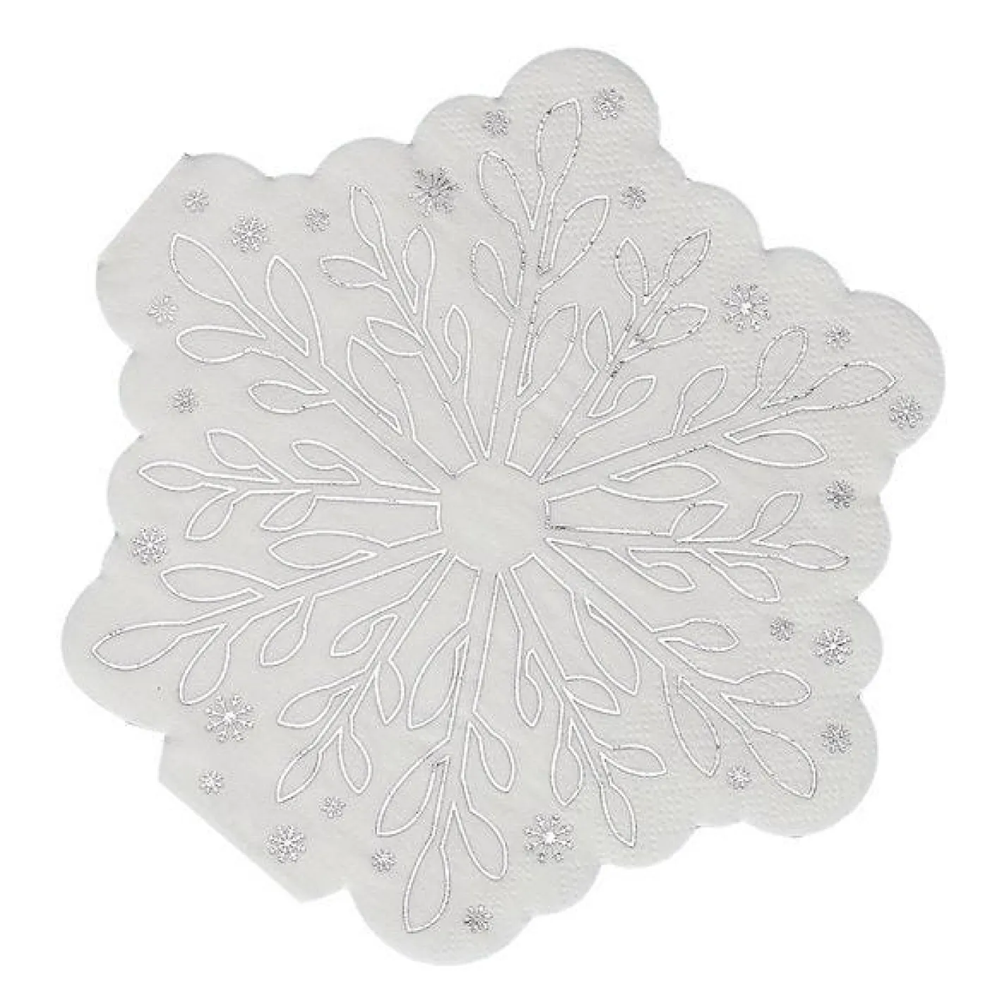 Party Delights Tableware<Silver Foiled Snowflake Shaped Paper Napkins (16Pk)