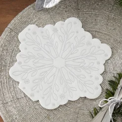 Party Delights Tableware<Silver Foiled Snowflake Shaped Paper Napkins (16Pk)