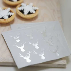 Party Delights Tableware<Silver Foiled Stag Paper Beverage Napkins (20Pk)