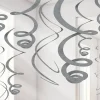 Silver Hanging Swirls Decoration - 55Cm (12Pk)<Party Delights Clearance