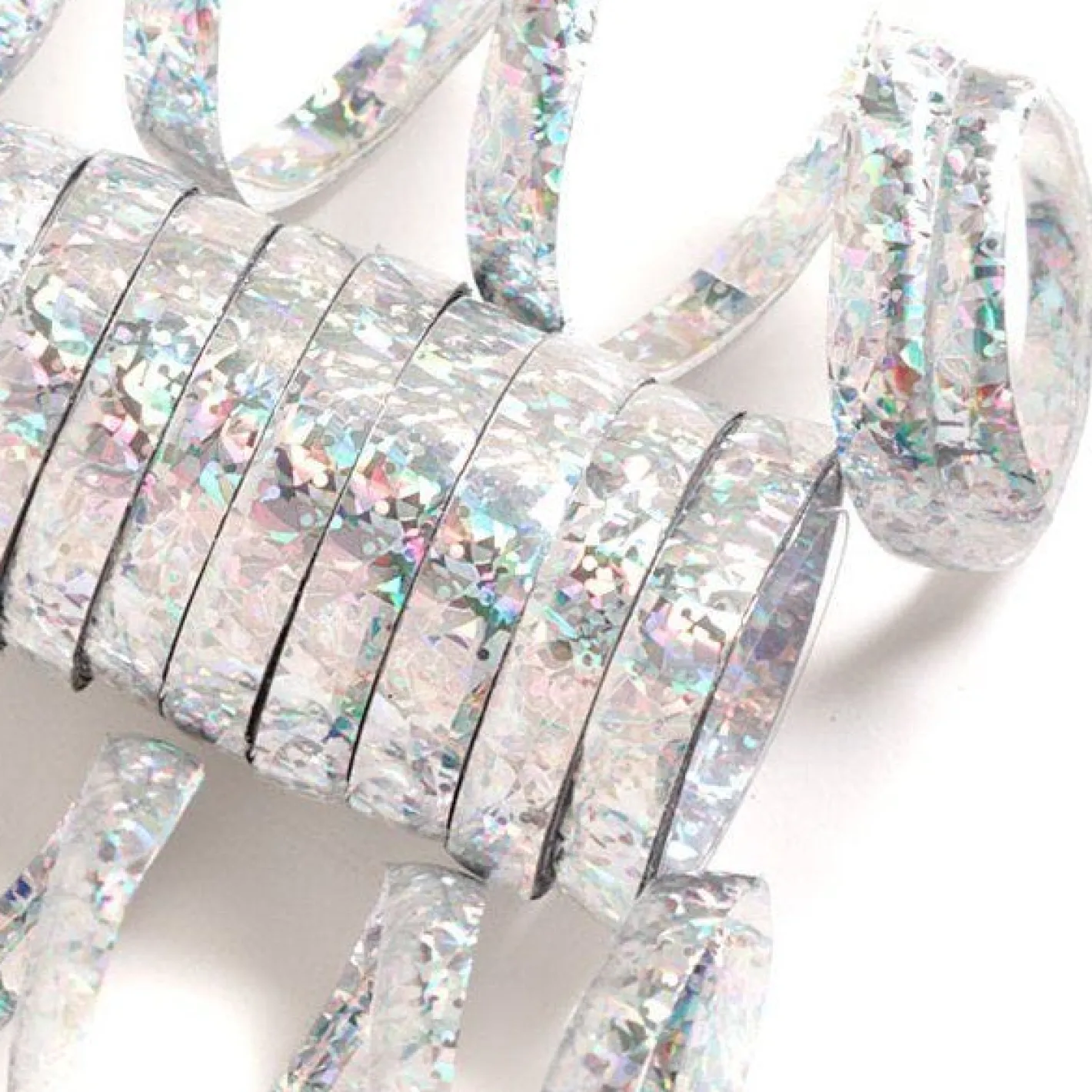 Silver Holographic Streamers - 10 Coils<Party Delights Outlet
