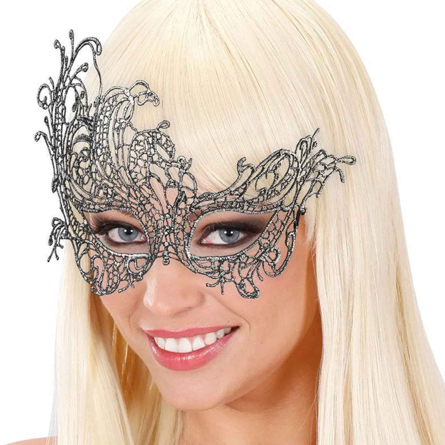Silver Lace Masquerade Mask<Party Delights Hot