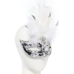 Silver Masquerade Mask With Sequins<Party Delights Discount