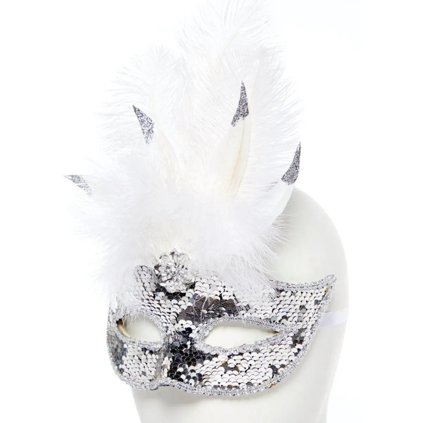 Silver Masquerade Mask With Sequins<Party Delights Discount