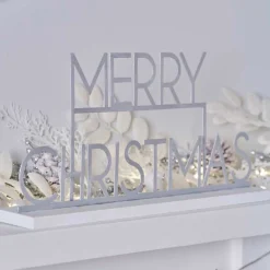 Party Delights Tableware<Silver Metal Merry Christmas Sign - 24Cm X 38Cm
