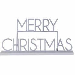 Party Delights Tableware<Silver Metal Merry Christmas Sign - 24Cm X 38Cm