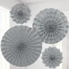 Silver Paper Glitter Fan Decorations (4Pk)<Party Delights Outlet