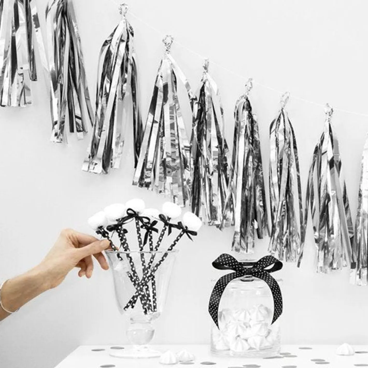 Silver Tassel Garland Decoration - 1.5M<Party Delights Online