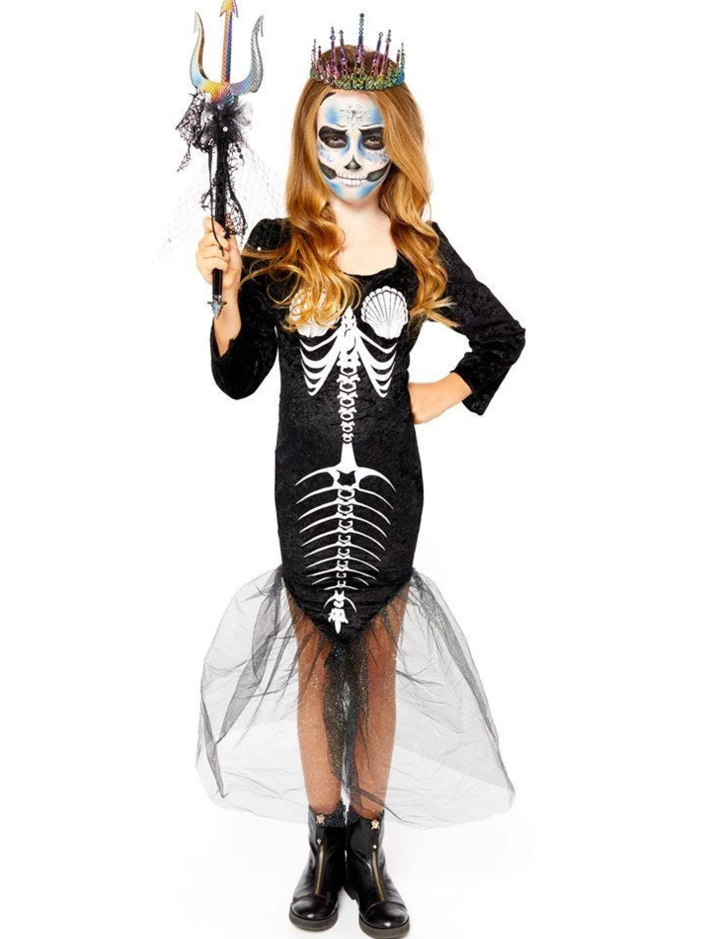 Kids' Party Delights Kids'<Skull Mermaid - Child Costume