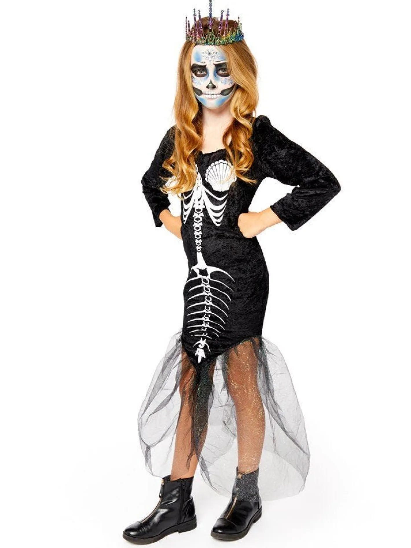 Kids' Party Delights Kids'<Skull Mermaid - Child Costume