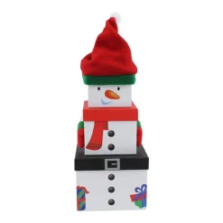 Party Delights Gift Wrapping<Snowman Plush Stacking Boxes - 35Cm (3Pk)