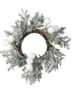 Party Delights Tableware<Snowy Foliage And White Berries Napkin Rings (4Pk)