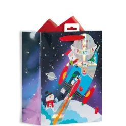 Party Delights Gift Wrapping<Spaceship Santa Gift Bag - Medium