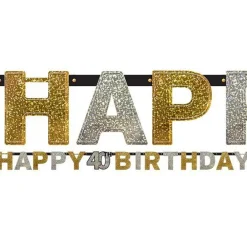 Sparkling Celebration 40Th Birthday Letter Banner - 2M<Party Delights Discount