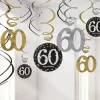 Sparkling Celebration 60Th Birthday Hanging Swirls - 45Cm (12Pk)<Party Delights Outlet