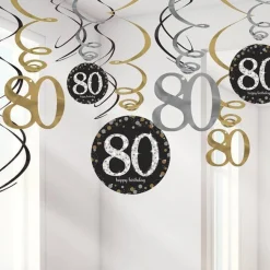 Sparkling Celebration 80Th Birthday Hanging Swirls - 45Cm (12Pk)<Party Delights Discount