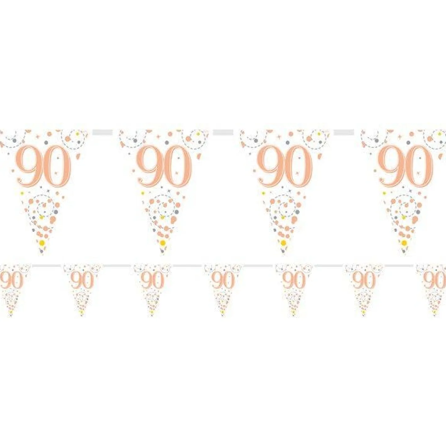Sparkling Fizz 90Th Foil Bunting - 3.9M<Party Delights Clearance