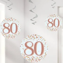 Sparkling Fizz 80Th Hanging Swirls (6Pk)<Party Delights New