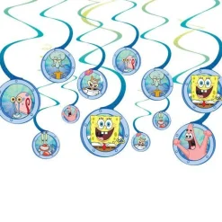 Spongebob Swirl Paper Decorations (12Pk)<Party Delights Clearance