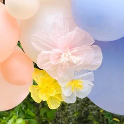 Spring Balloon Arch With Paper Flowers - 60 Balloons<Party Delights