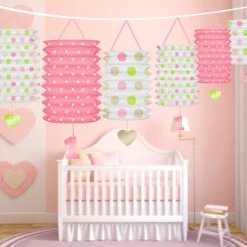 1St Birthday Pink Mix Lantern Garland - 3.6M<Party Delights Online