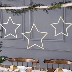 Party Delights Hanging Decorations<Star Wooden Decorations (3Pk)