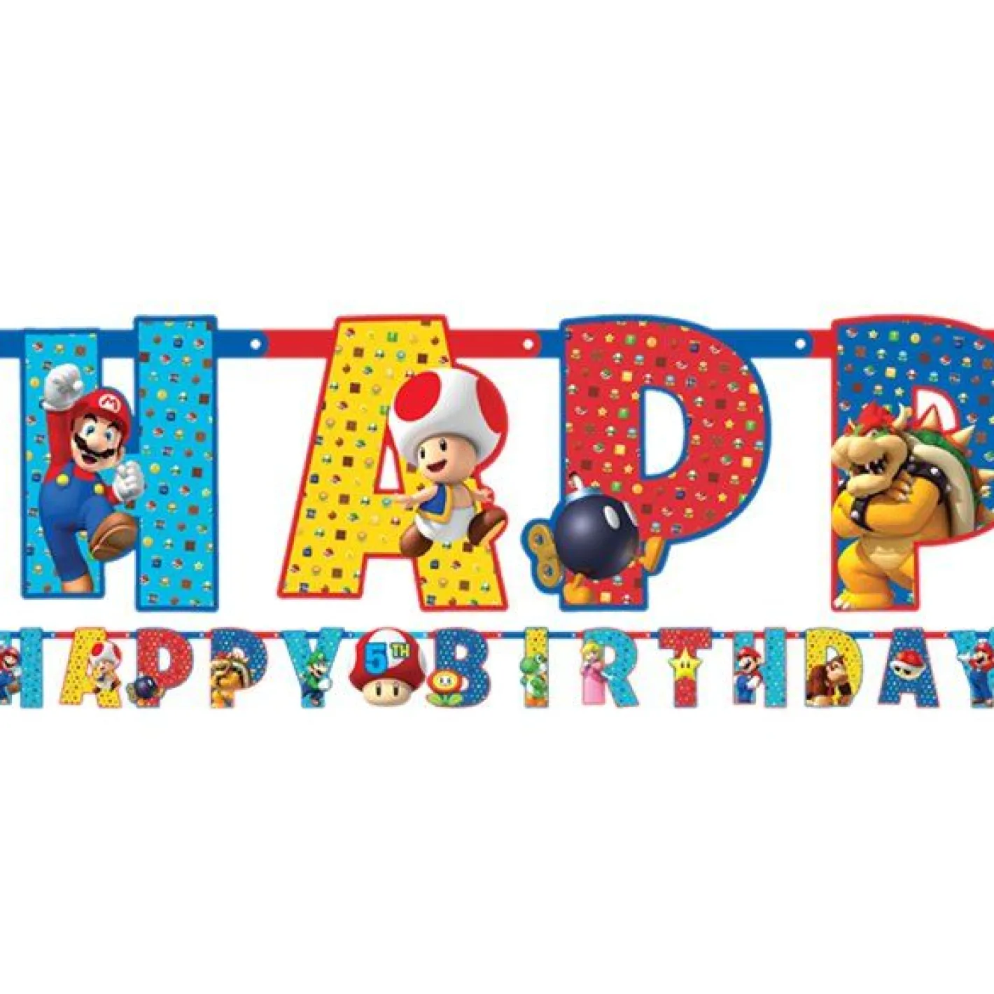 Super Mario Jumbo Add An Age Letter Banner - 3.2M<Party Delights Hot