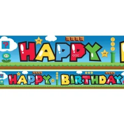 Super Mario Style Paper Banners - 1M (3Pk)<Party Delights Outlet