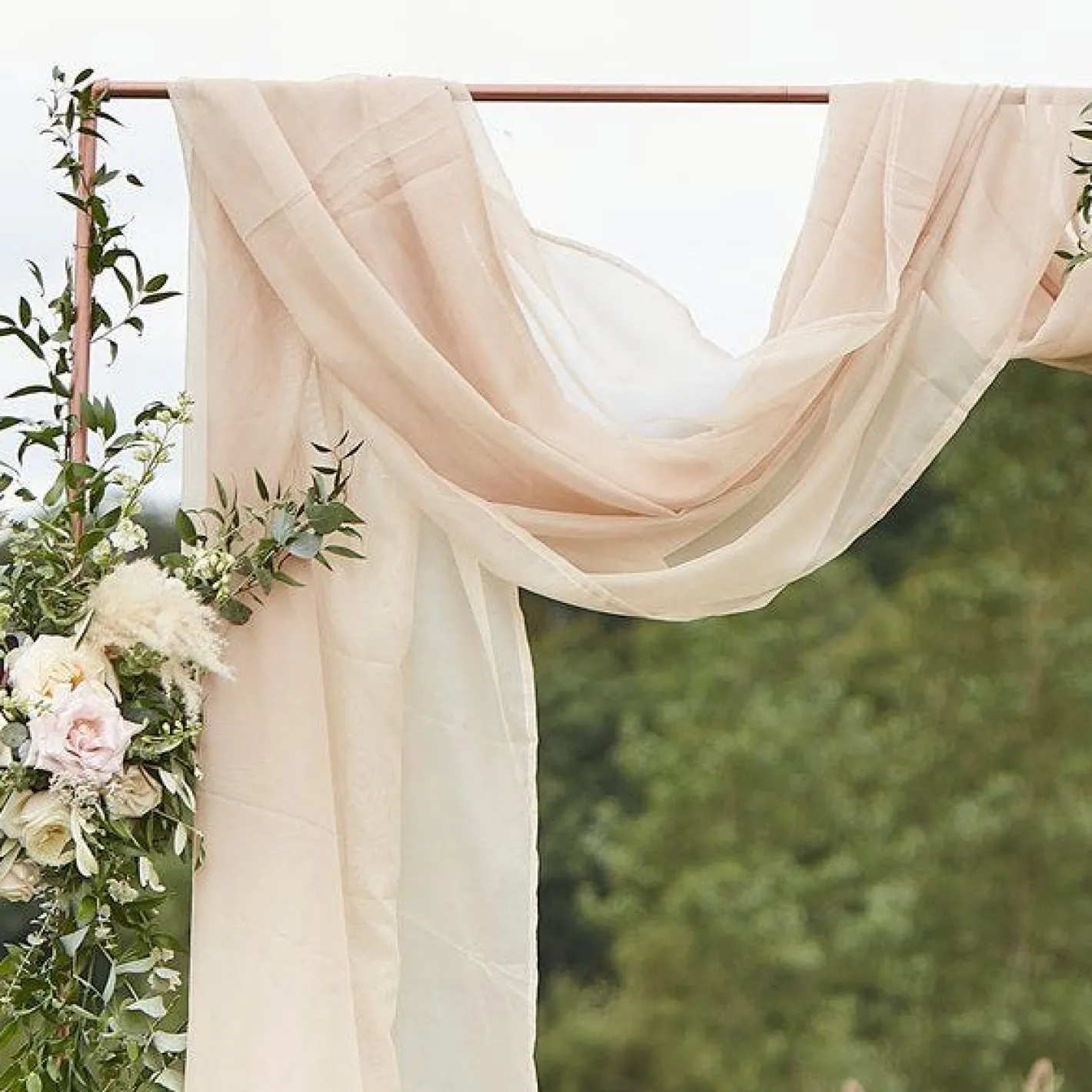 Taupe Draping Voile Backdrop - 6M X 2.5M<Party Delights Outlet