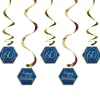 60Th Birthday Navy & Gold Geode Hanging Swirls (6Pk)<Party Delights Clearance
