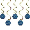80Th Birthday Navy & Gold Geode Hanging Swirls (5Pk)<Party Delights Sale