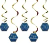 50Th Birthday Navy & Gold Geode Hanging Swirls (5Pk)<Party Delights